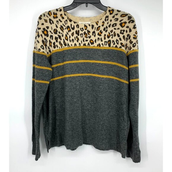 BeachLunchLounge Sweater Gray Leopard Stripe Paola Pullover - Picture 1 of 9